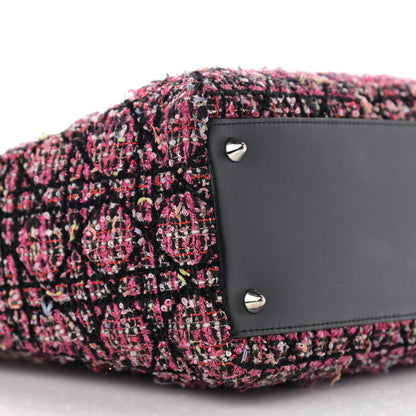 Christian Dior Tweed Fringe Cannage Embroidered Medium Lady Dior Pink Black Multicolor 9 of 13
