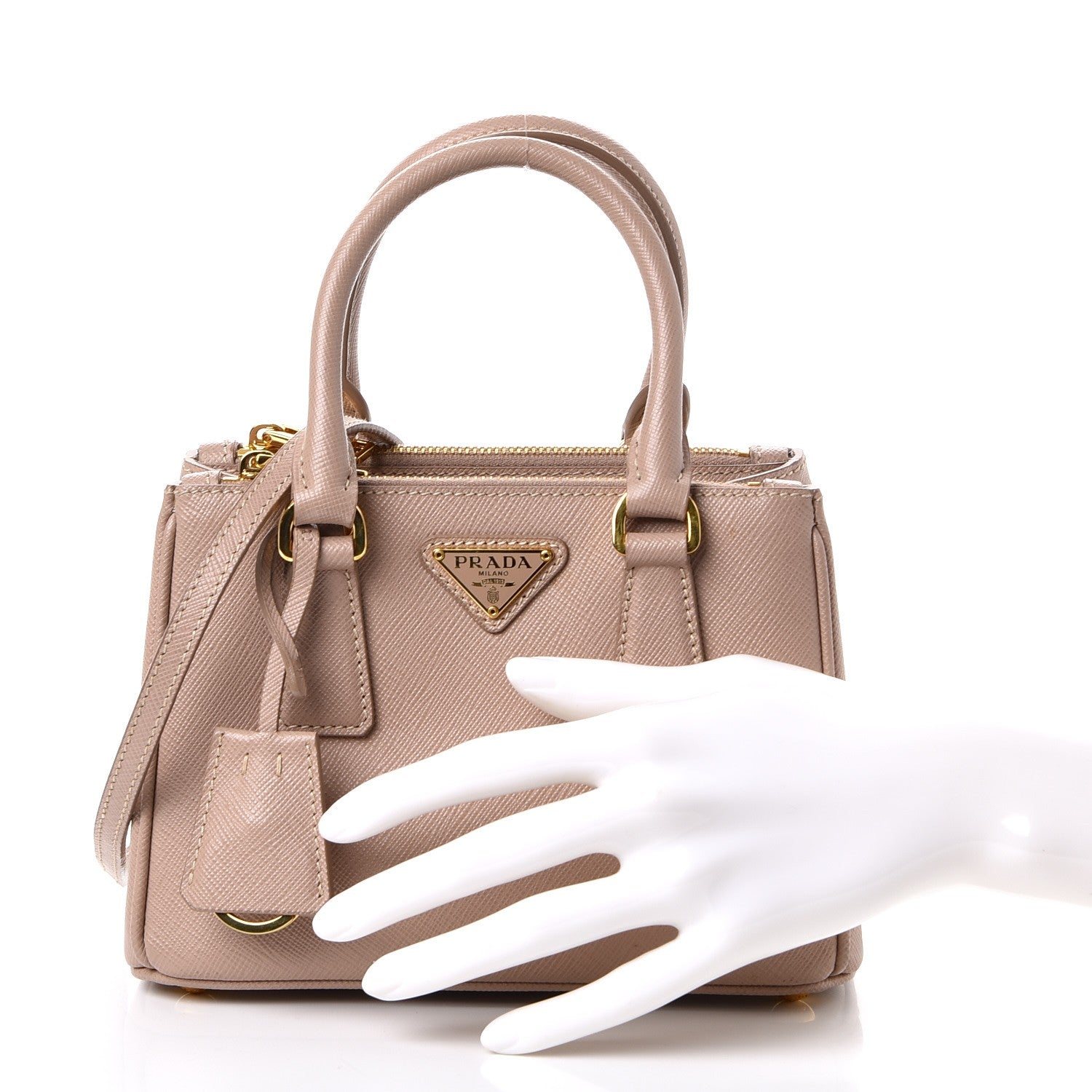 Prada Saffiano Lux Micro Galleria Double Zip Tote Cammeo 3 of 8