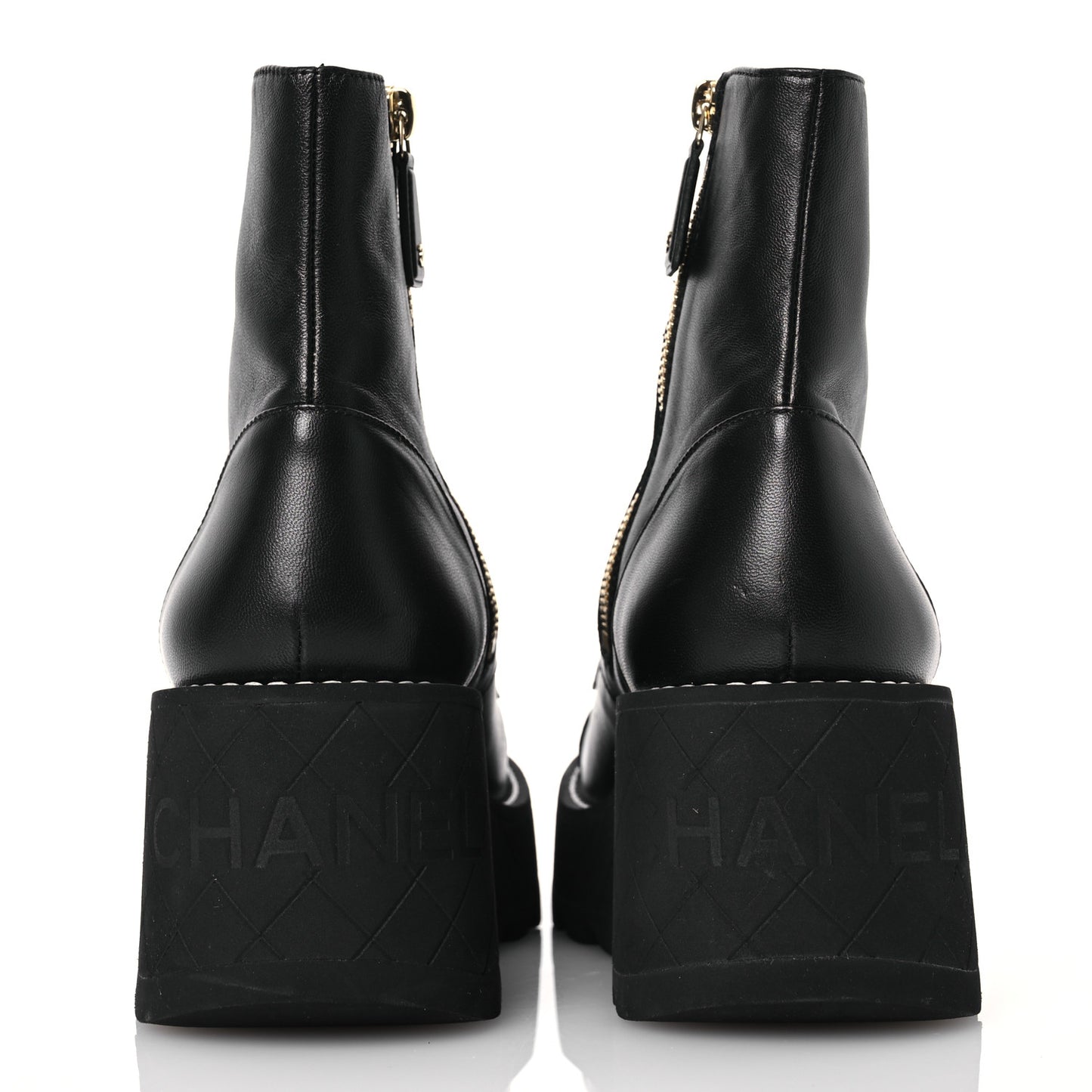 Lambskin Quilted Lace Up Wedge Combat Boots 37.5 Black