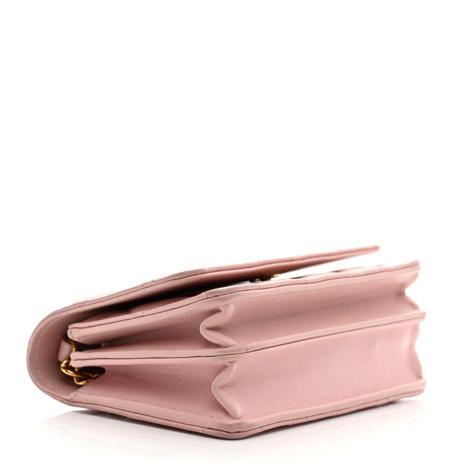 Chanel Lambskin Quilted CC Pearl Enamel Clutch on Chain WOC Light Pink 4 of 13