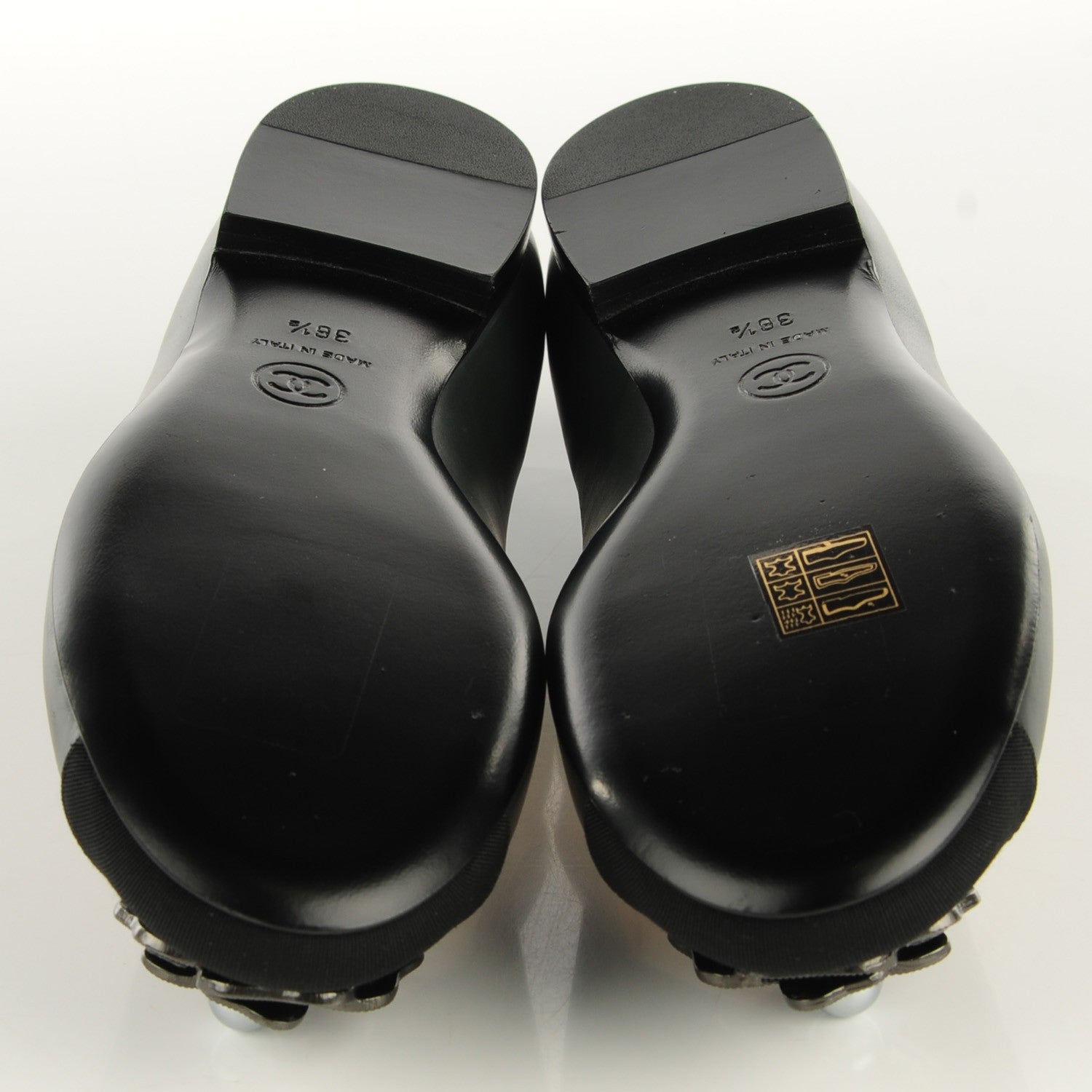 Chanel Calfskin Camellia Bead Ballerina Flats 36.5 Grey Black 5 of 8