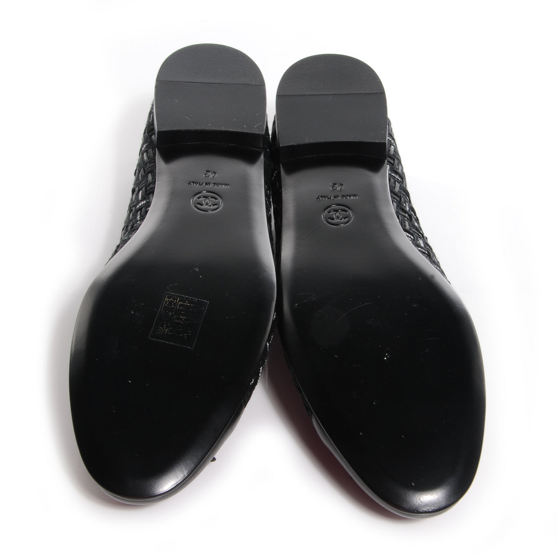 Chanel Lambskin Ribbon Tweed Cap Toe Ballet Flats 42 Black 5 of 7