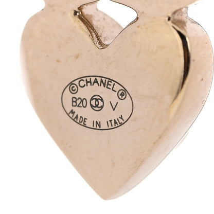 Chanel Crystal Pearl Charming Winter CC Star Heart Earrings Gold 4 of 5