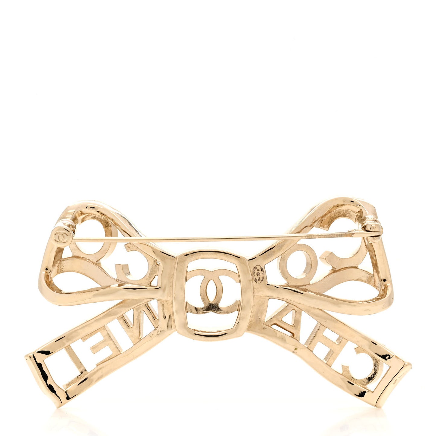 Metal Crystal Bow-tiful CC Brooch Gold
