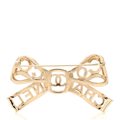 Chanel Metal Crystal Bow-tiful CC Brooch Gold 3 of 5