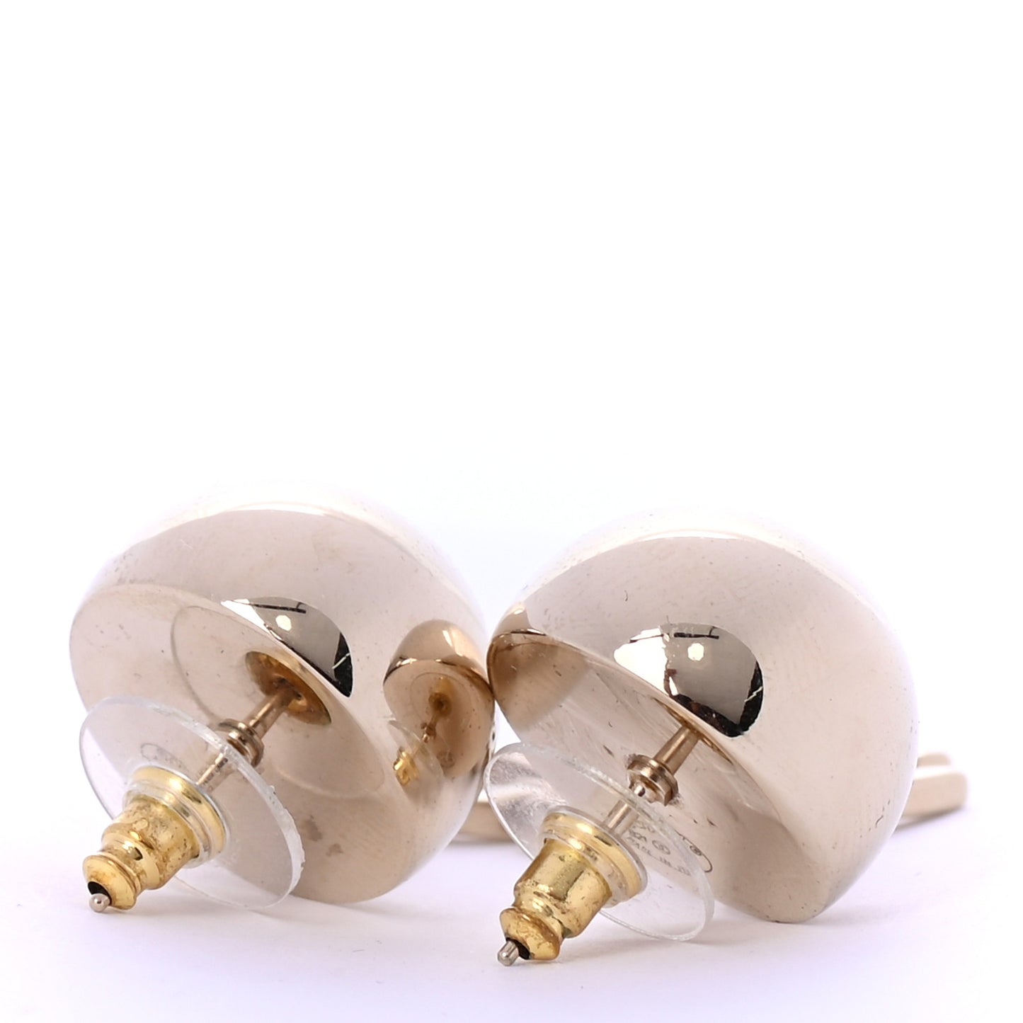 Metal CC Drop Earrings Gold
