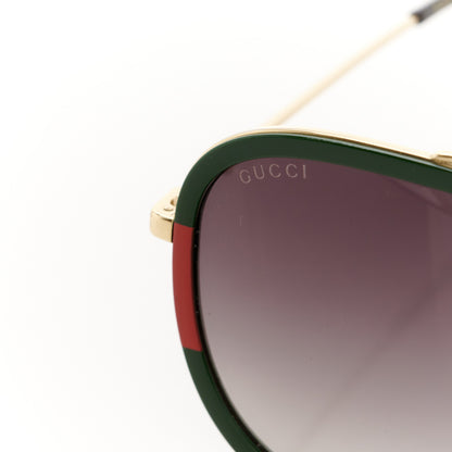Gucci Web Aviator Sunglasses GG0062S Green Red 7 of 8