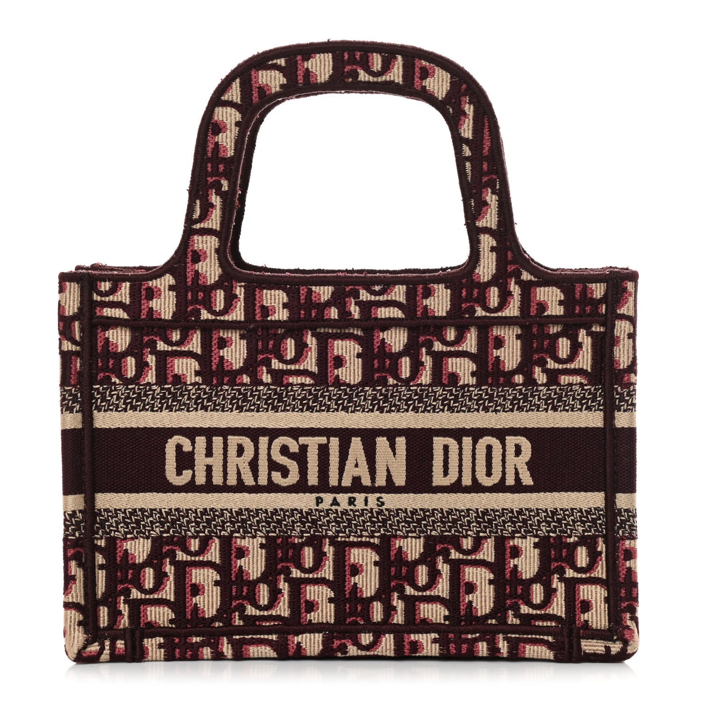 Oblique Mini Book Tote Burgundy Multicolor