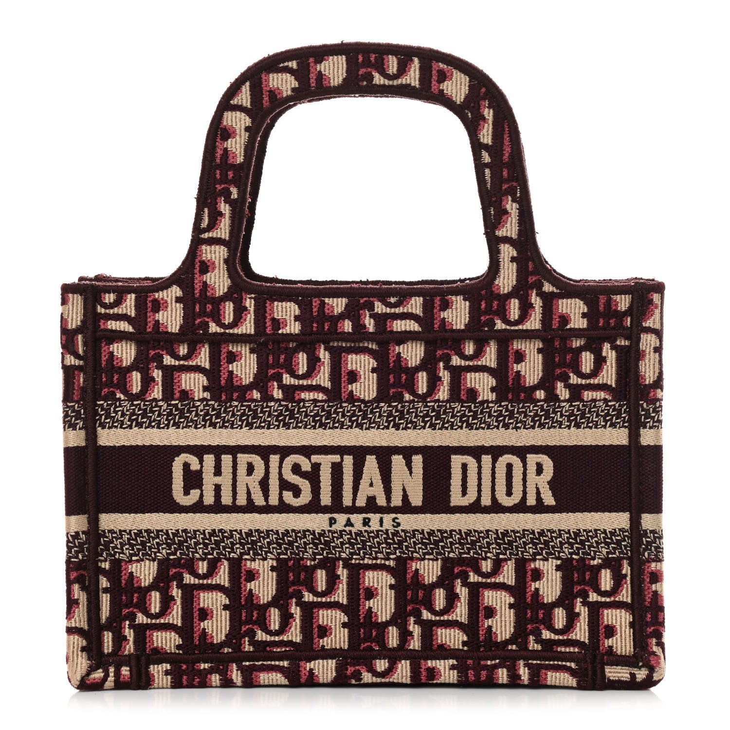 Christian Dior Oblique Mini Book Tote Burgundy Multicolor 1 of 16