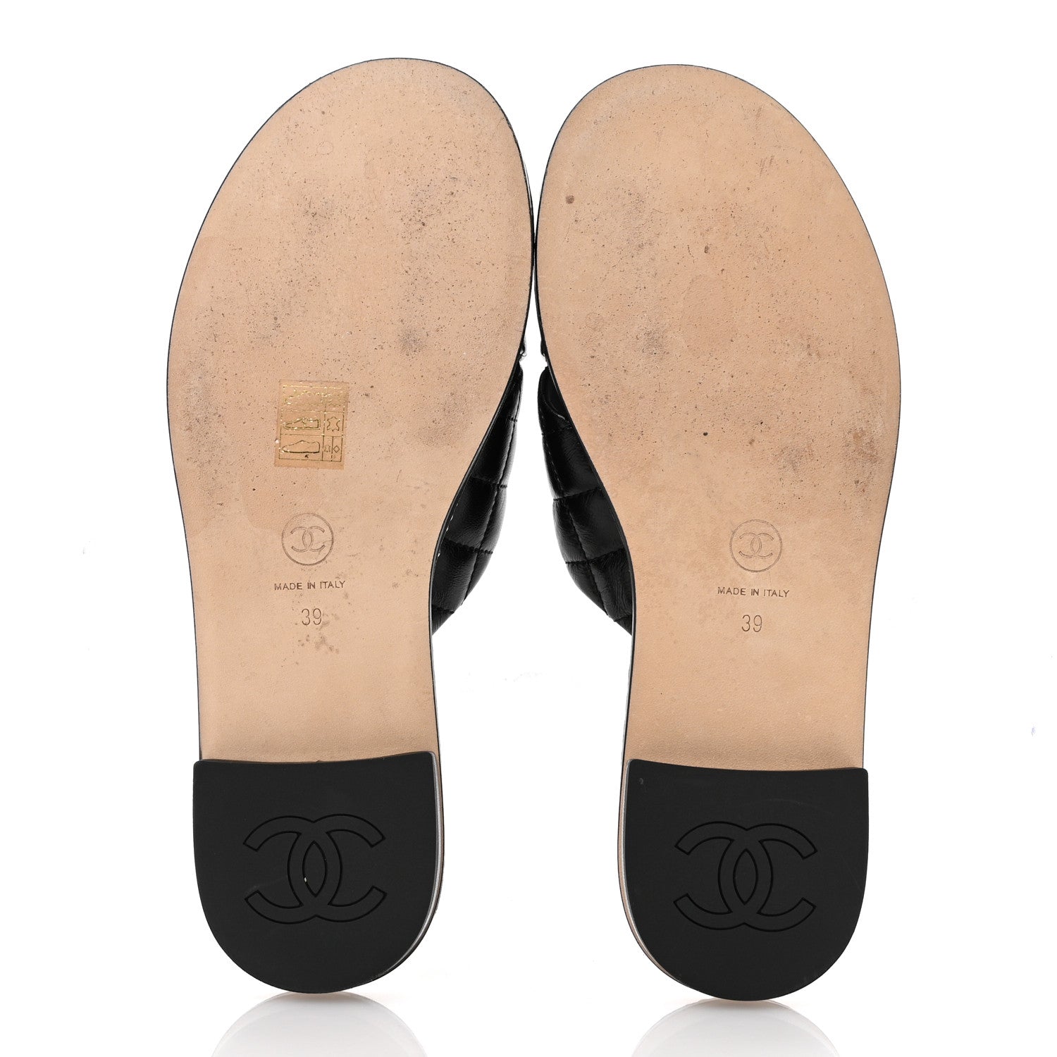 Chanel Lambskin Quilted Chain CC Sandals 39 Black 6 of 9
