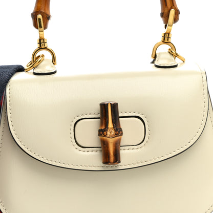 Gucci Boarded Dyana Lux Calfskin Web Mini Bamboo 1947 Top Handle Bag Mystic White 7 of 10