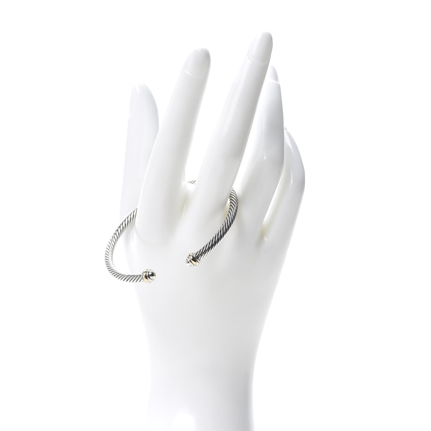 David Yurman Sterling Silver 18K Yellow Gold 4mm Cable Classics Bracelet 2 of 5