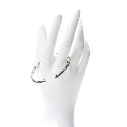 David Yurman Sterling Silver 18K Yellow Gold 4mm Cable Classics Bracelet 2 of 5