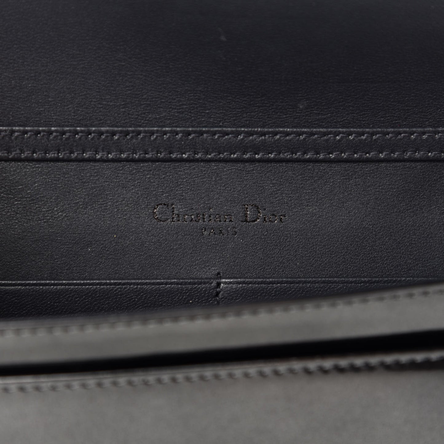 Metallic Patent Micro-Cannage Diorama Wallet on Chain Pouch Onyx Black