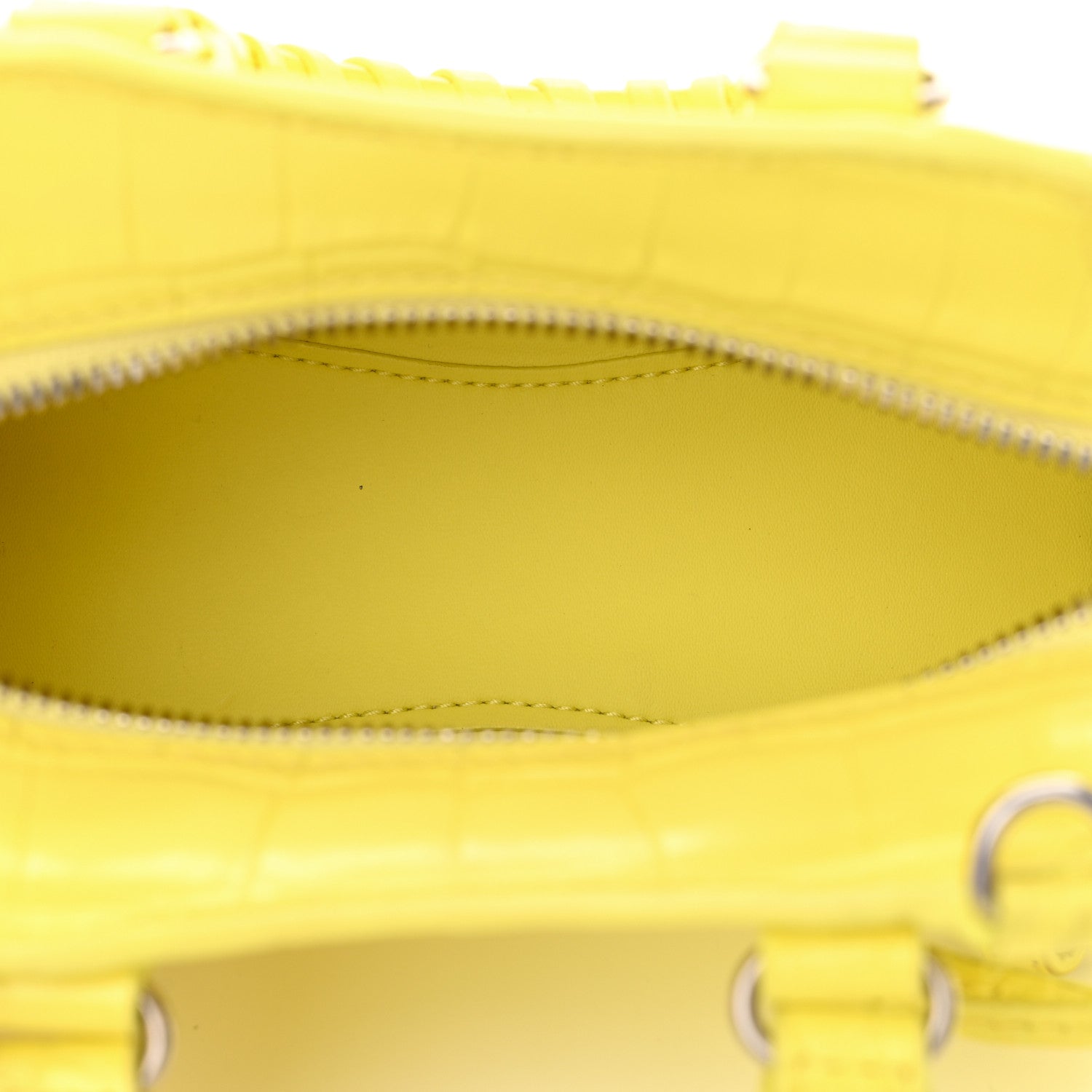Balenciaga Calfskin Crocodile Embossed Neo Classic Hardware Nano City Crossbody Light Yellow 5 of 16