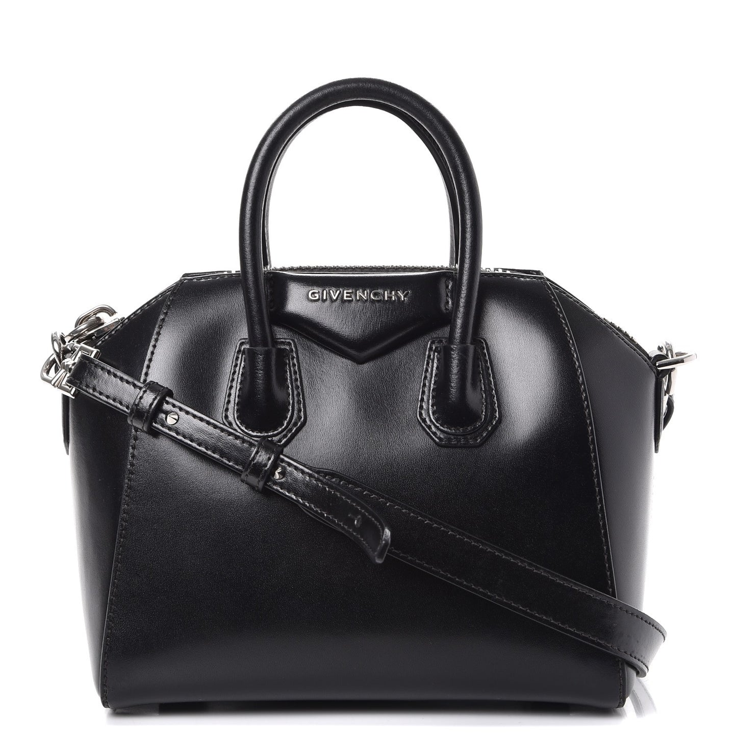 Shiny Lord Calfskin Mini Antigona Black