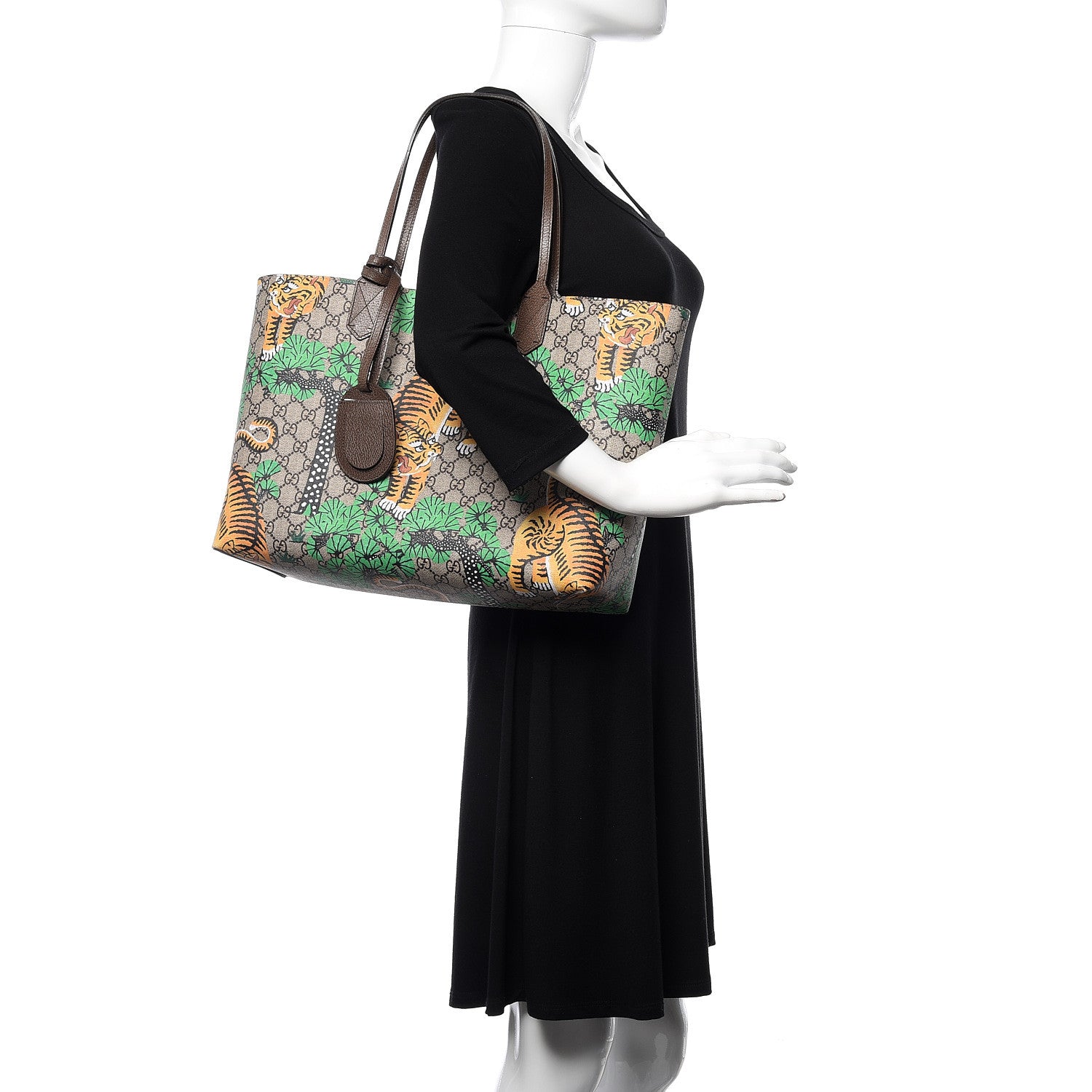 Gucci GG Supreme Monogram Bengal Medium Shopping Tote Beige Yard 2 of 9