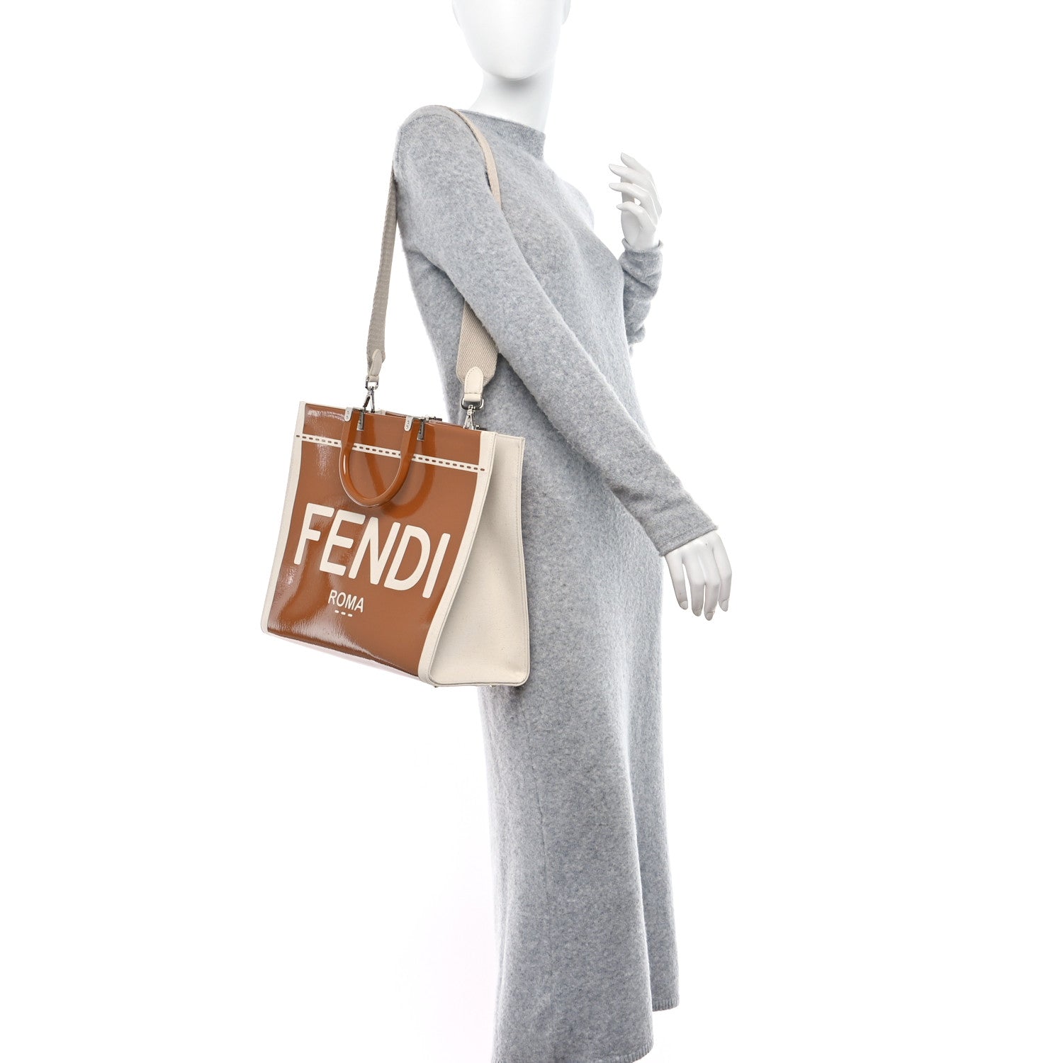 Fendi Patent Plexiglass Medium Fendi Sunshine Shopper Tote Grezzo 2 of 7