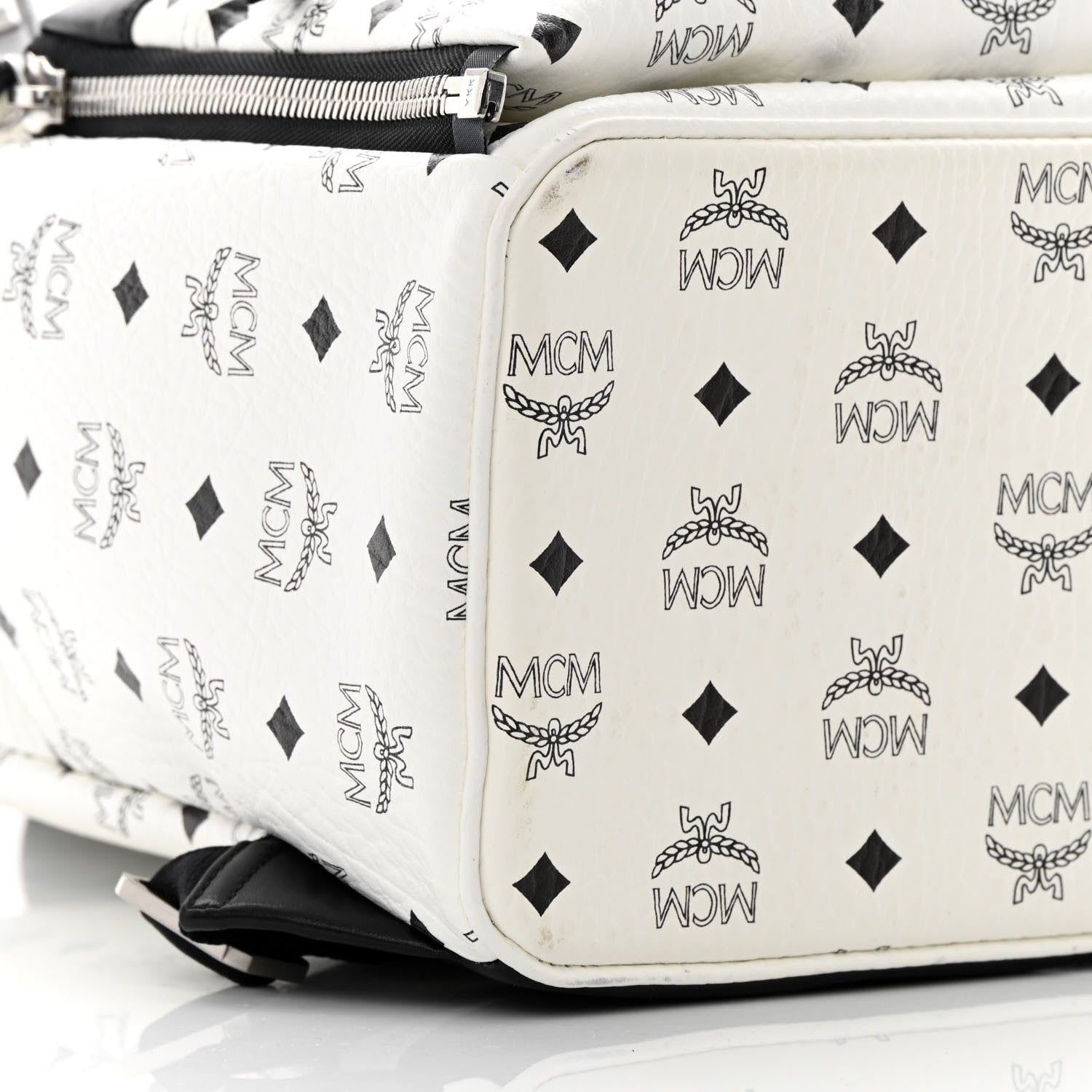 MCM Visetos Studded Medium Dual Stark Backpack White 11 of 15