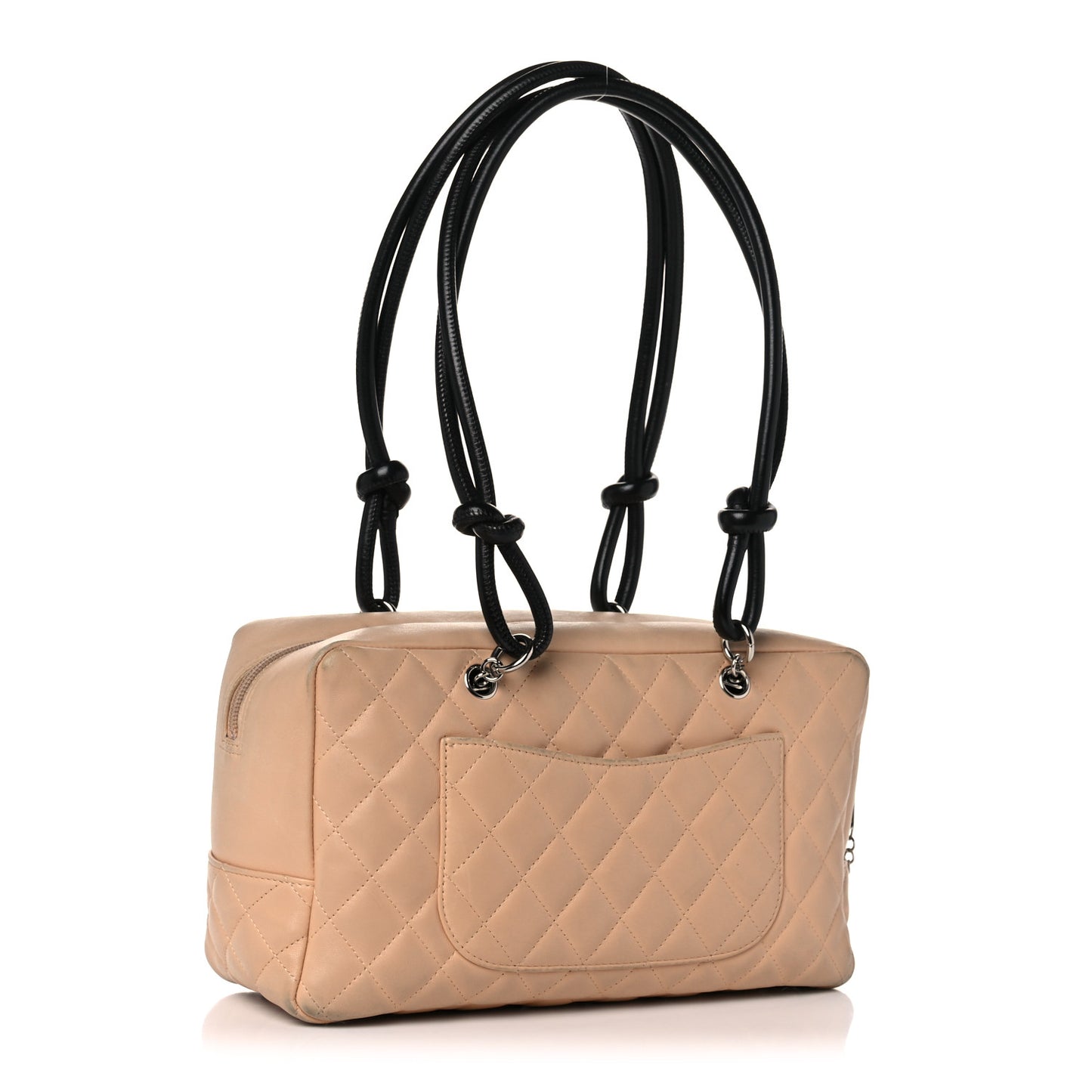Calfskin Quilted Large Cambon Bowler Beige Black