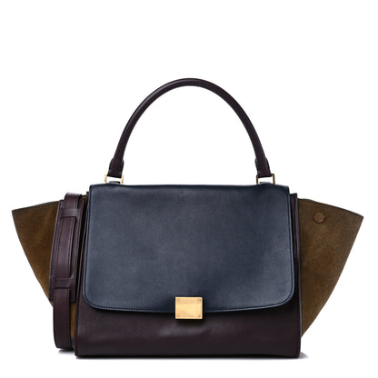 Celine Calfskin Suede Tri-Color Medium Trapeze Burgundy 1 of 15