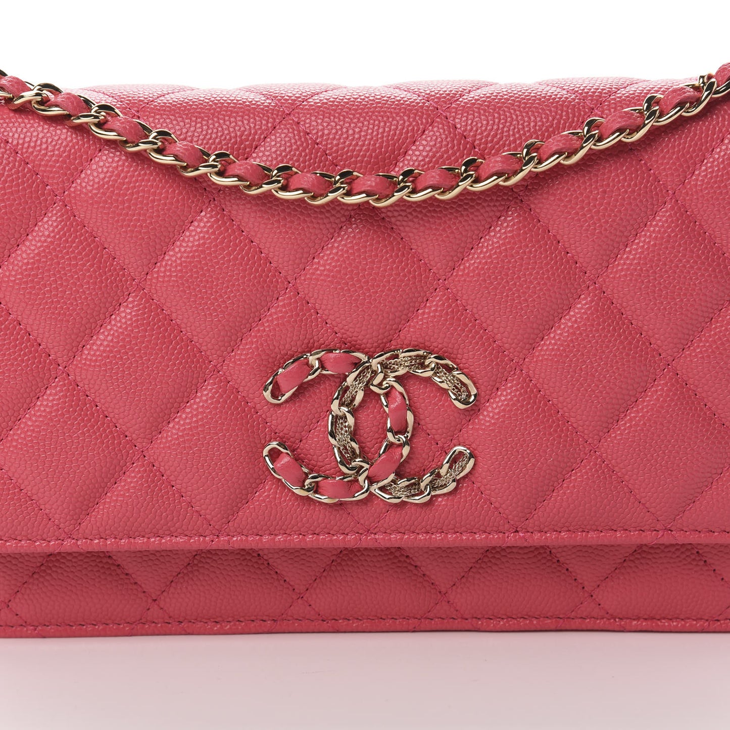 Caviar Quilted French New Wave Chain CC Wallet On Chain WOC Pink