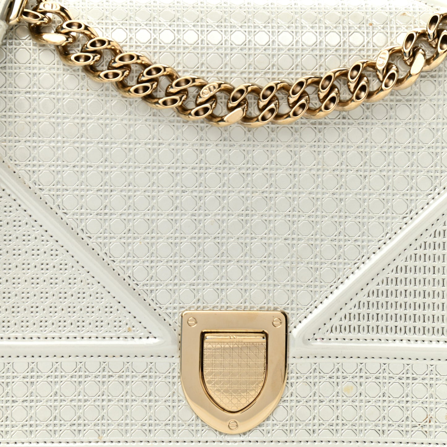 Patent Micro-Cannage Medium Diorama Flap Bag White
