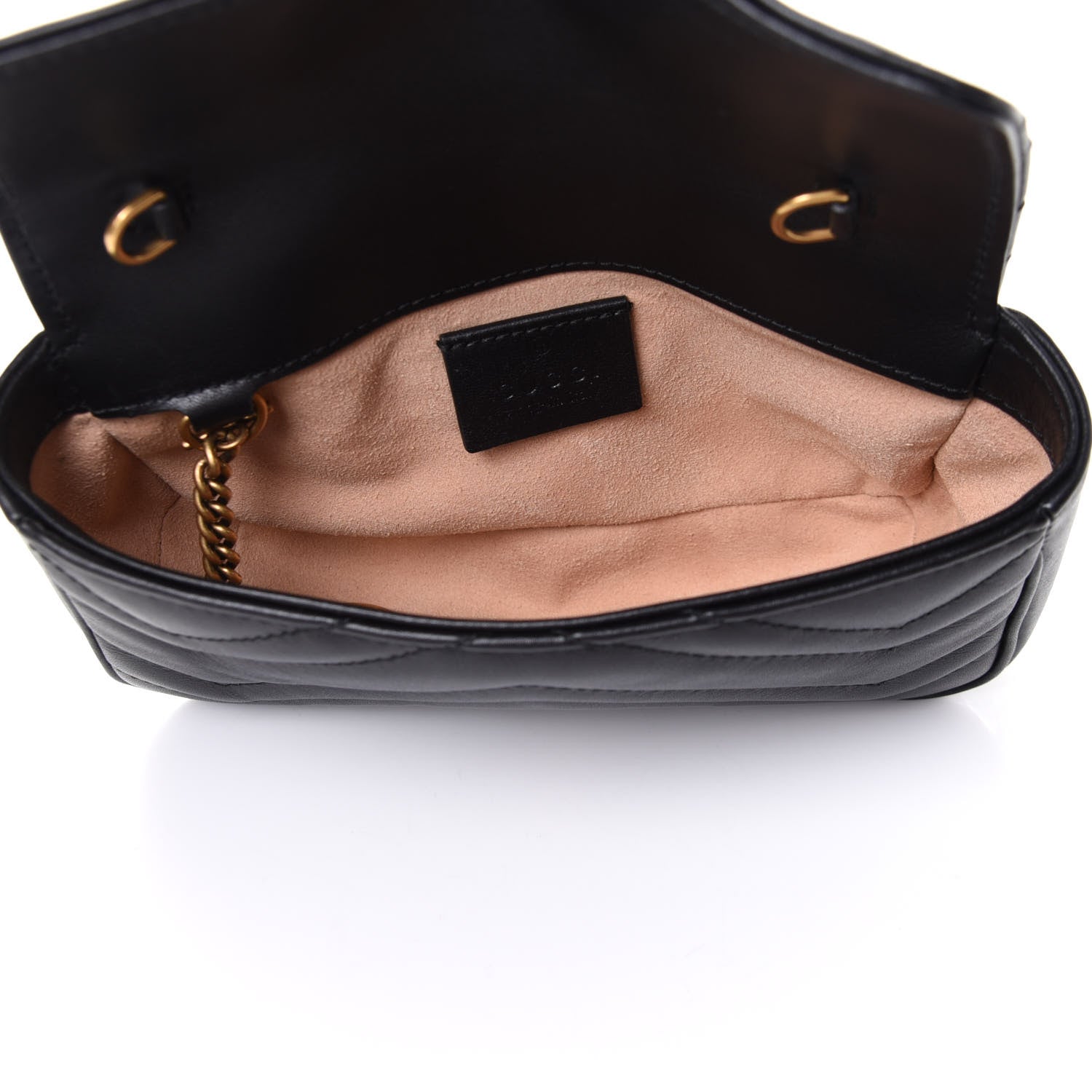 Gucci Calfskin Matelasse Super Mini GG Marmont Shoulder Bag Black 4 of 5