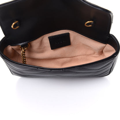 Gucci Calfskin Matelasse Super Mini GG Marmont Shoulder Bag Black 4 of 5