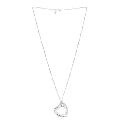 David Yurman Sterling Silver Diamond Large Open Heart Cable Necklace 3 of 5