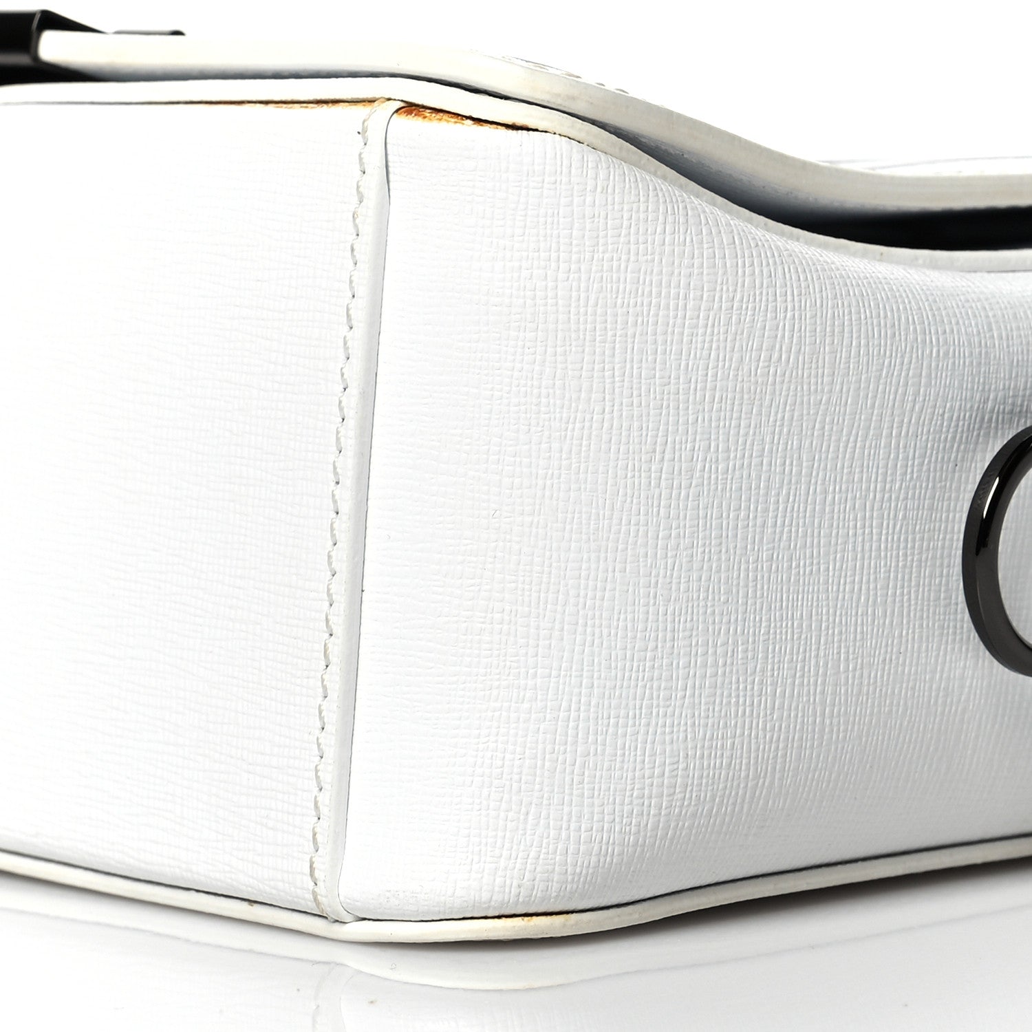 Off-White Saffiano Striped Diag Binder Flap Bag White Black 10 of 16