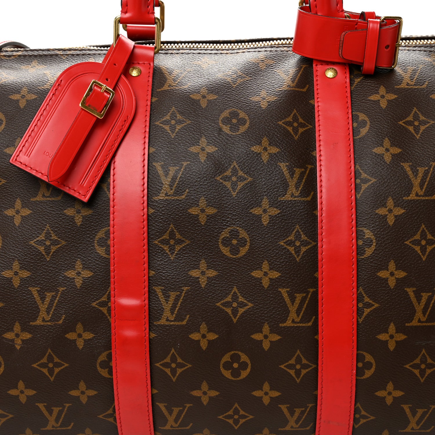 Louis Vuitton Calfskin Monogram Keepall Bandouliere 50 Coquelicot 7 of 10