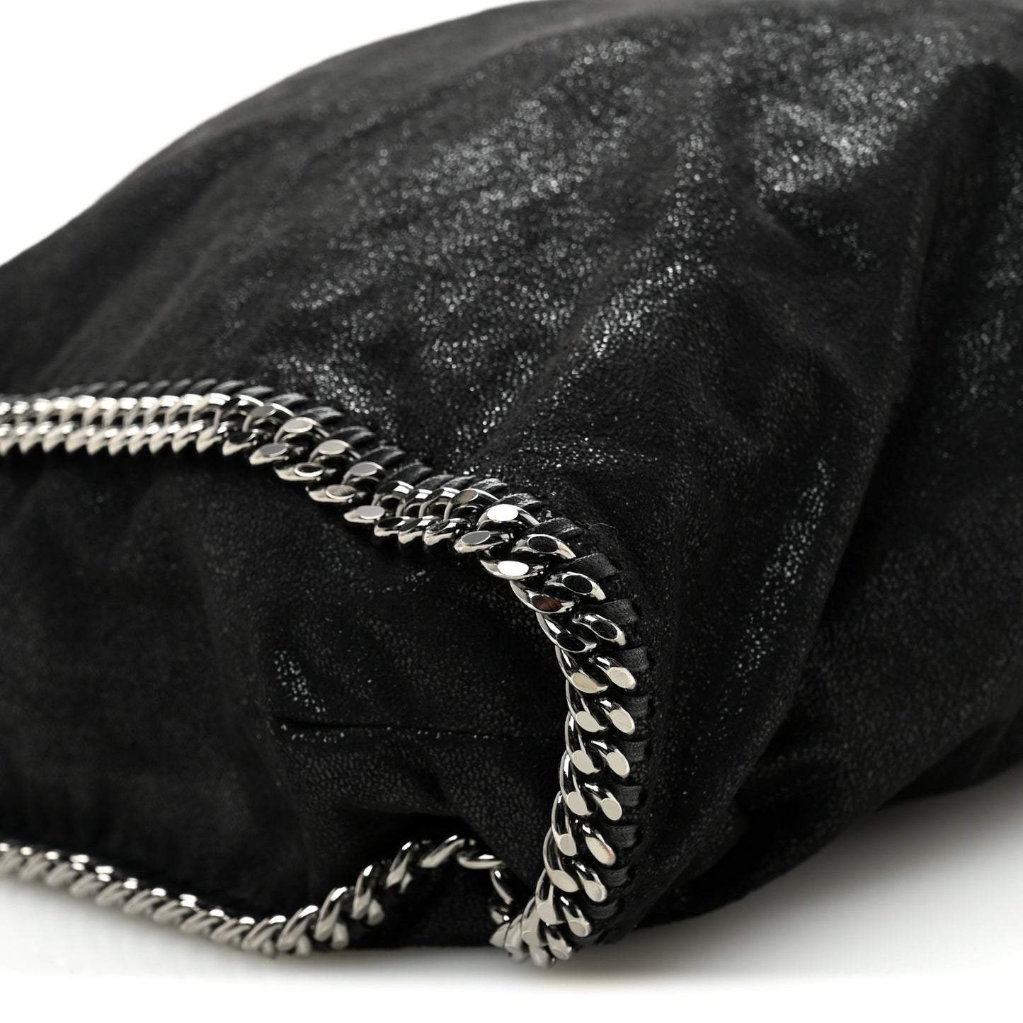Metallic Shaggy Deer Falabella Fold Over Tote  Black