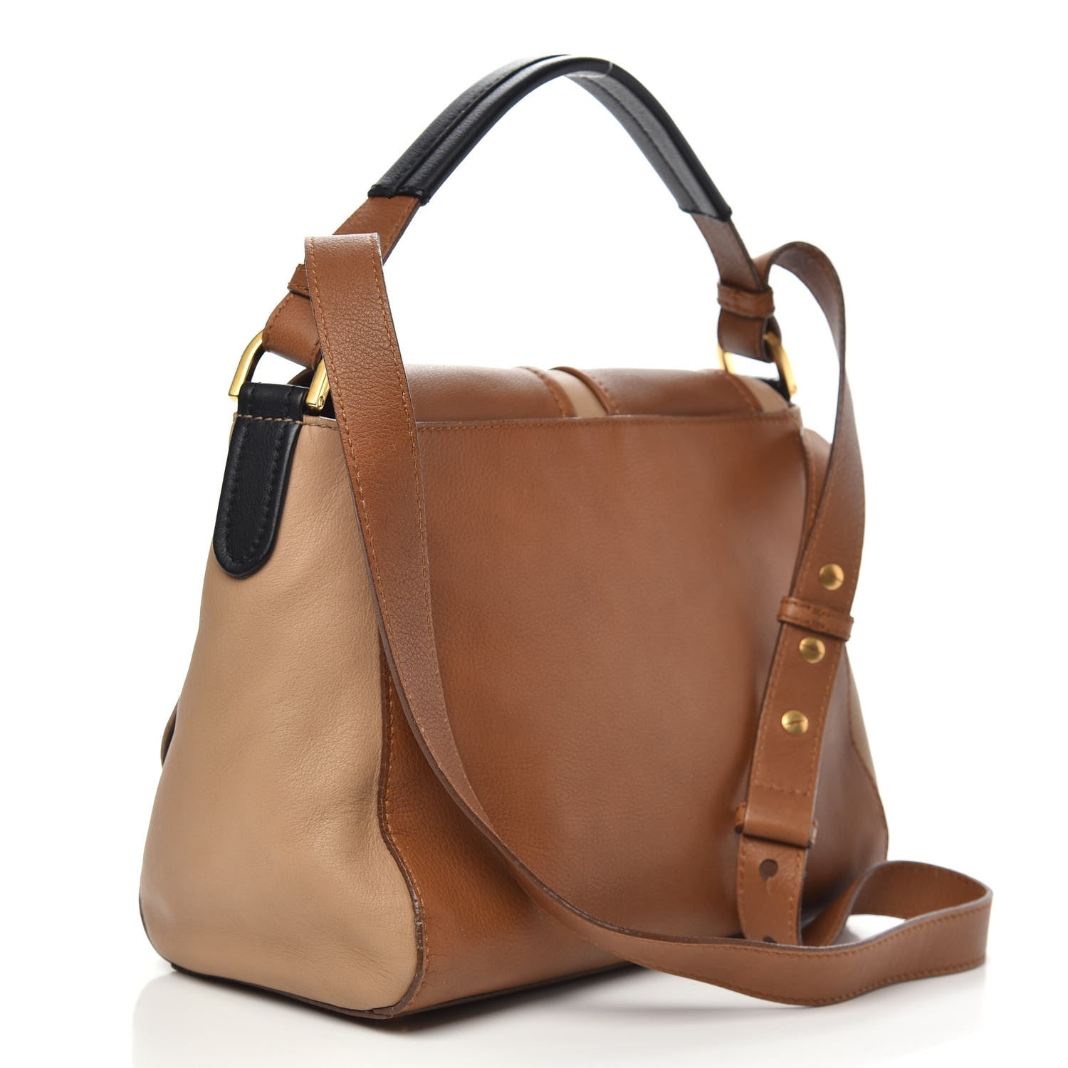 Fendi Calfskin Colorblock Anna Shoulder Bag Brown 4 of 11