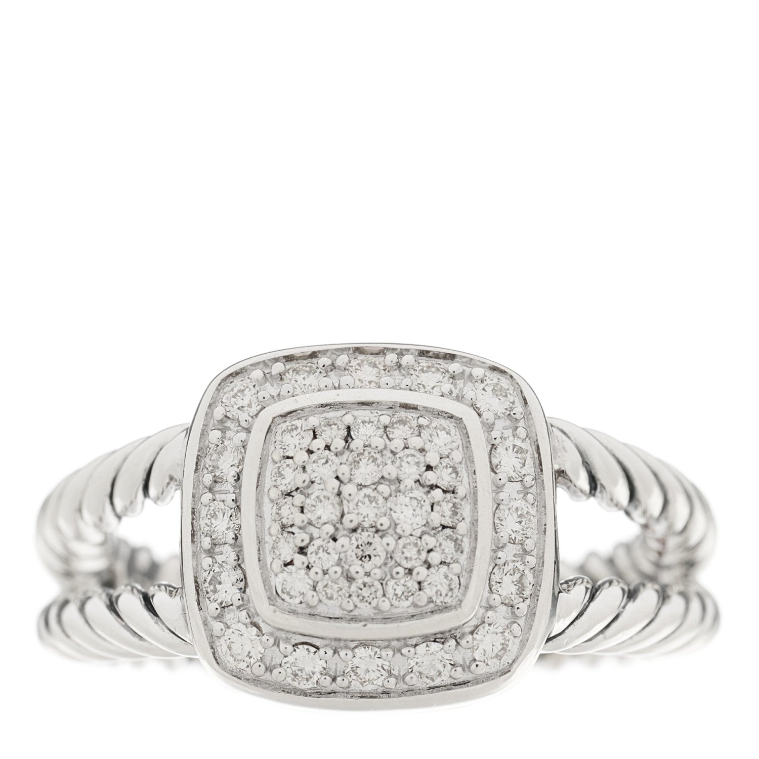 David Yurman Sterling Silver Diamond 7mm Petite Albion Pave Ring 52 6 1 of 5