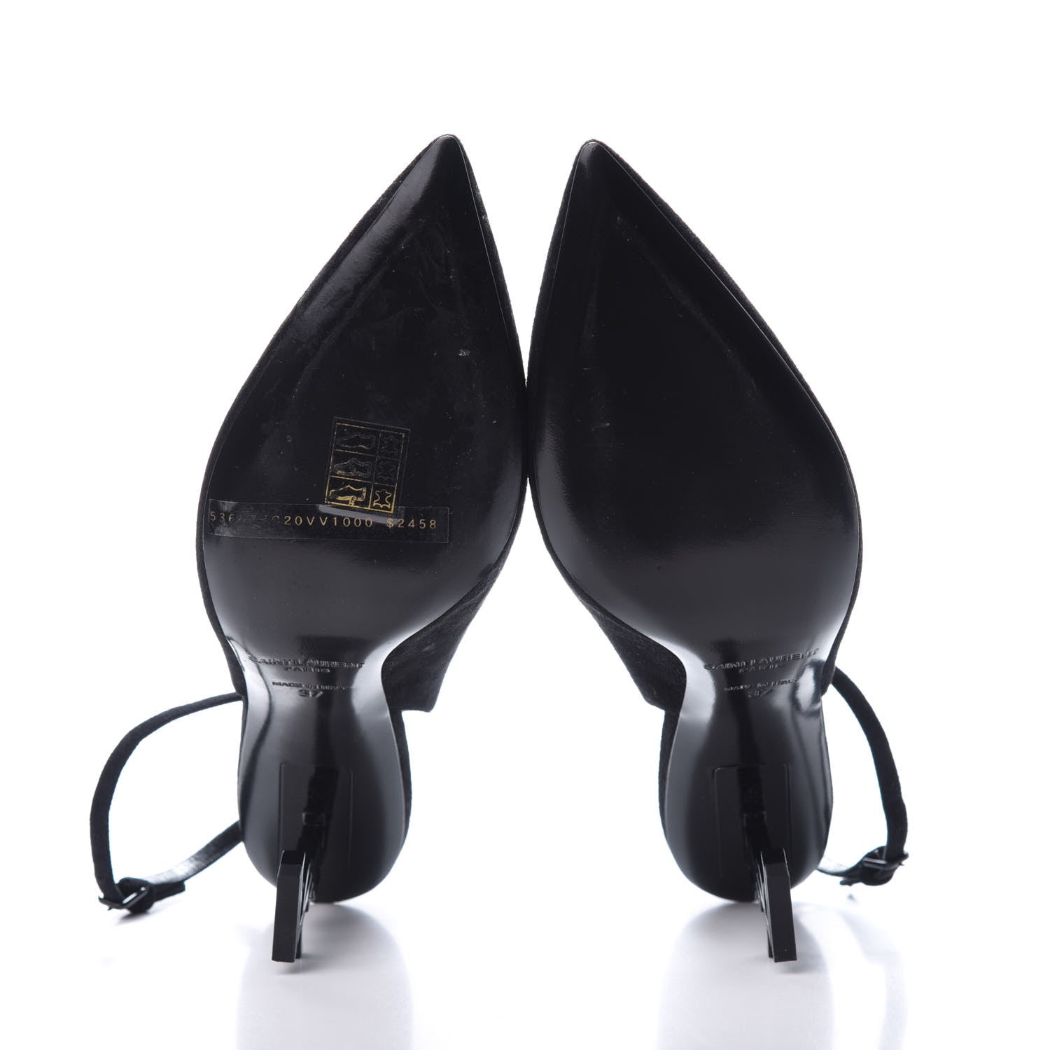 Saint Laurent Suede Opyum 110 Slingback Sandals 37 Black 5 of 11