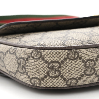 Gucci GG Supreme Monogram Textured Dollar Calfskin Web Mini Ophidia Envelope Shoulder Bag Beige Ebony New Acero 9 of 11