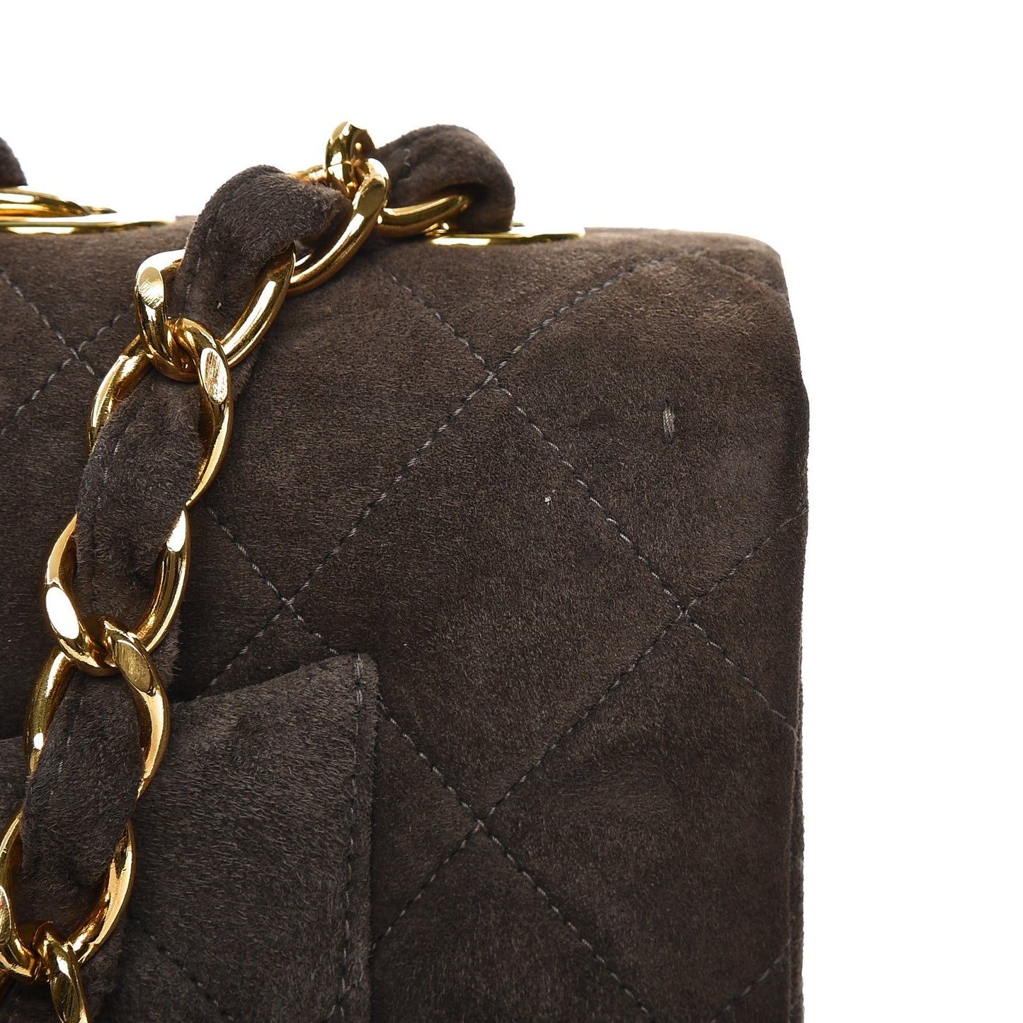 Suede Quilted Jumbo Single Flap Grey