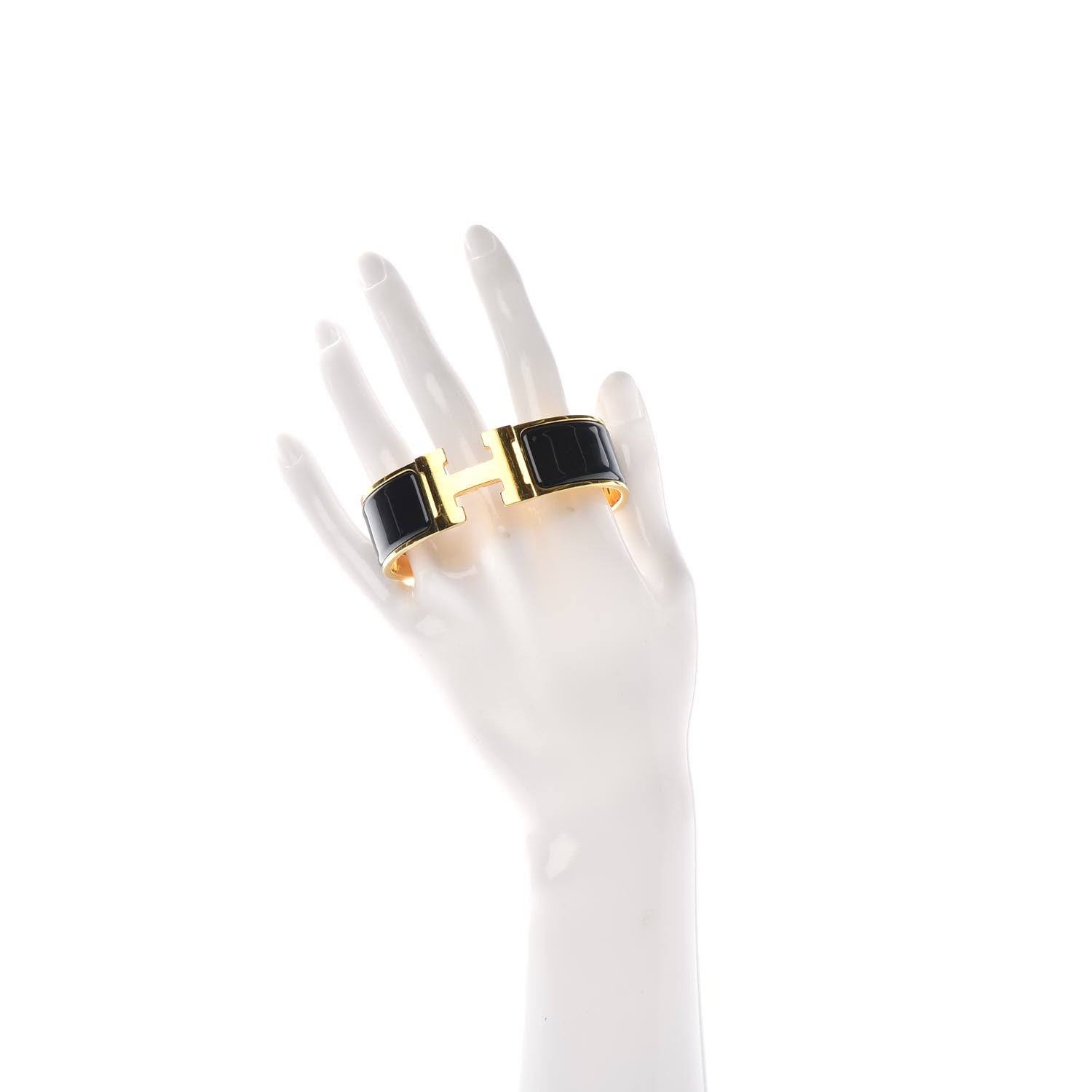 Hermes Enamel Wide Clic Clac H Bracelet GM Black 2 of 4
