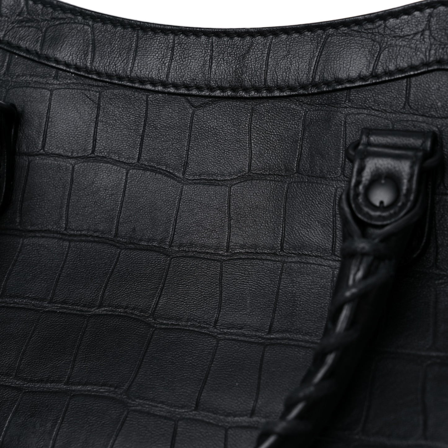 Matte Supple Lambskin Crocodile Embossed Classic Black Hardware S City Black