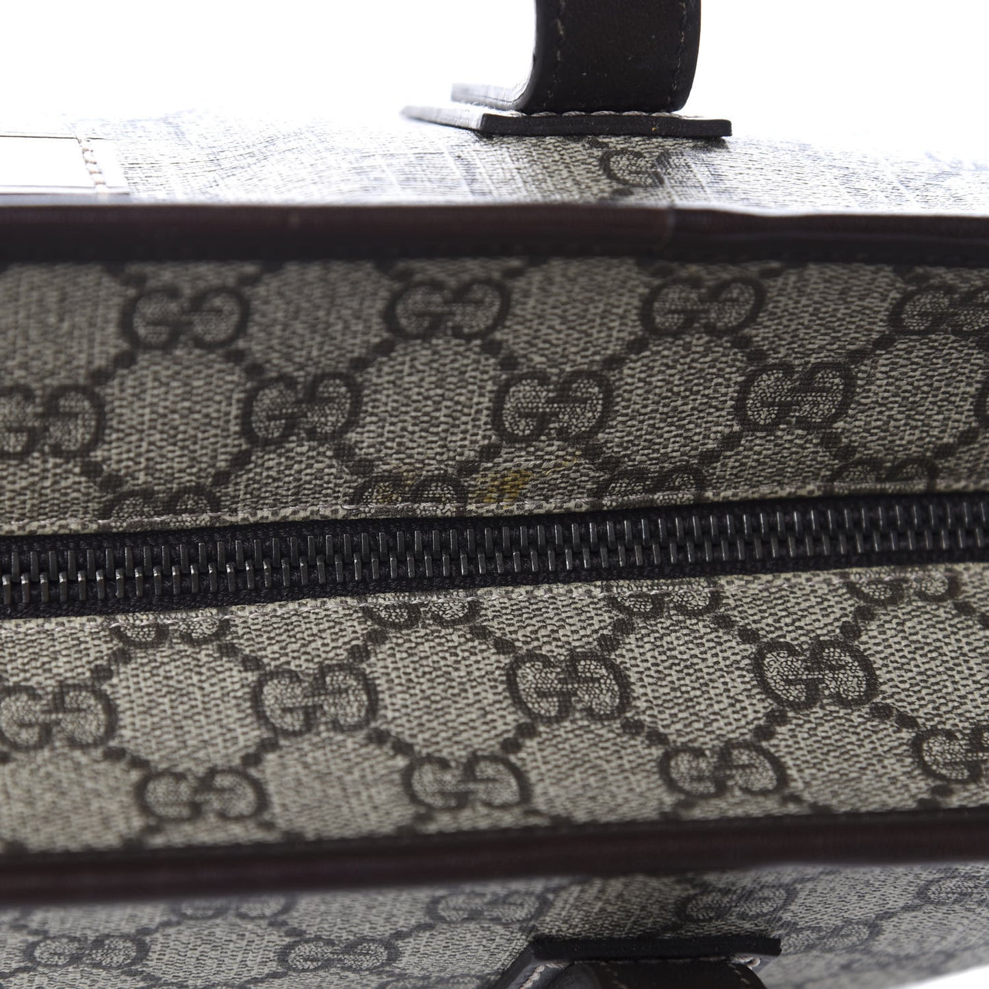 GG Supreme Monogram Medium Zippered Shopping Tote Dark Brown