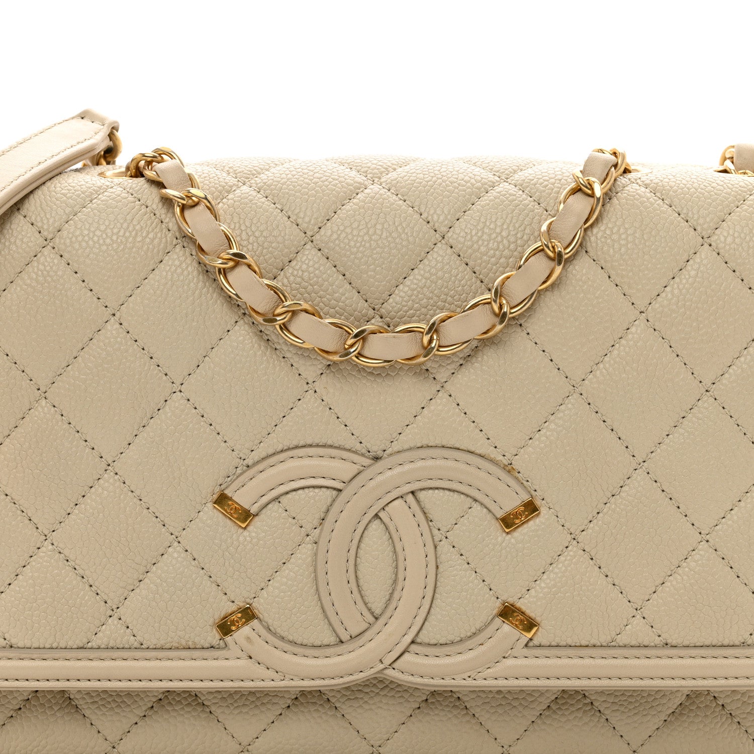 Chanel Caviar Quilted Medium CC Filigree Flap Beige 5 of 12