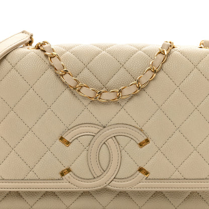 Chanel Caviar Quilted Medium CC Filigree Flap Beige 5 of 12
