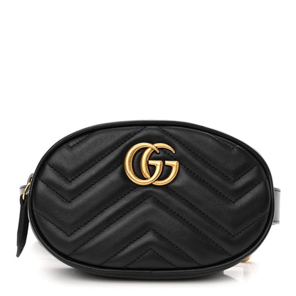 Gucci Calfskin Matelasse GG Marmont Belt Bag 75 30 Black 1 of 10