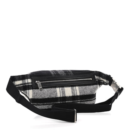 Saint Laurent Wool Tartan Belt Bag Black White 3 of 9