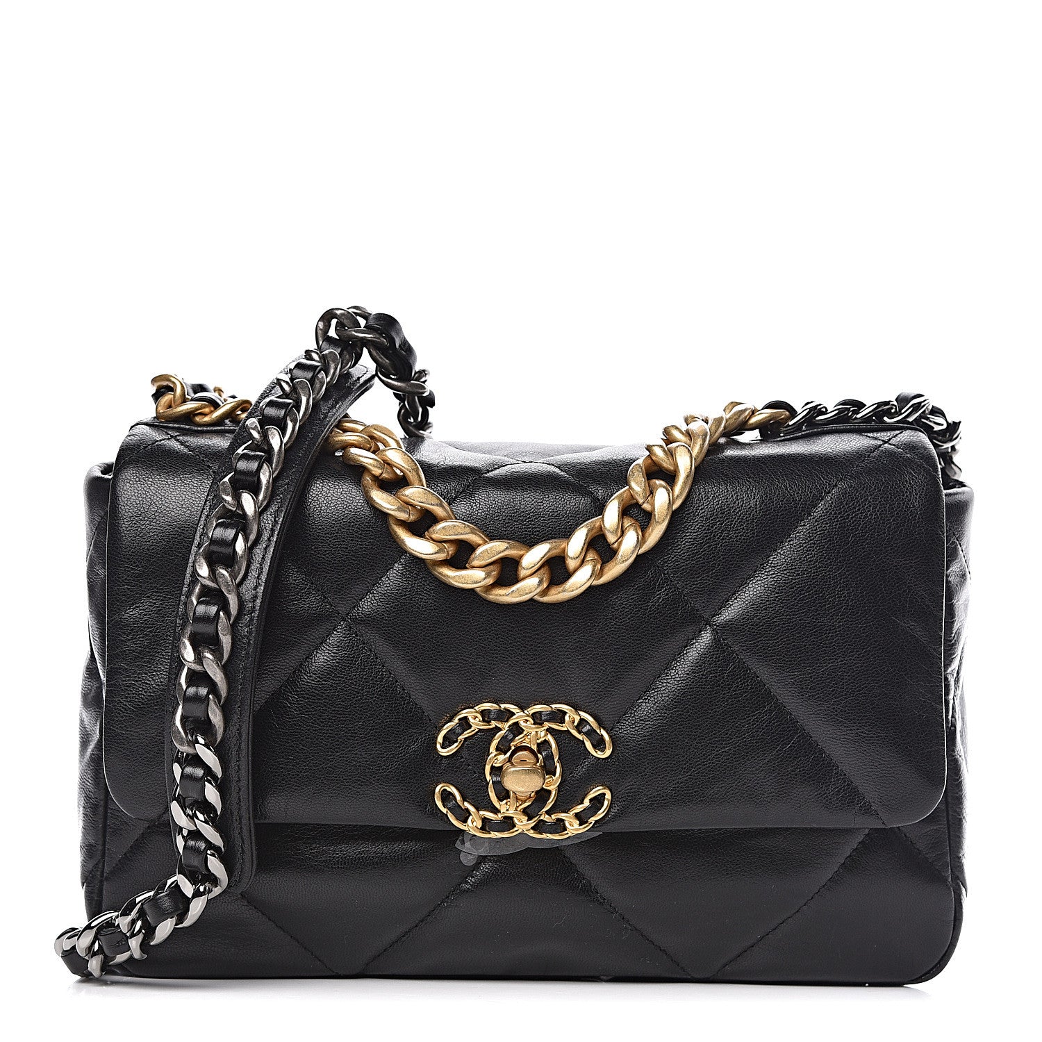 Chanel Lambskin Quilted Medium 19 Flap Black 1 of 11