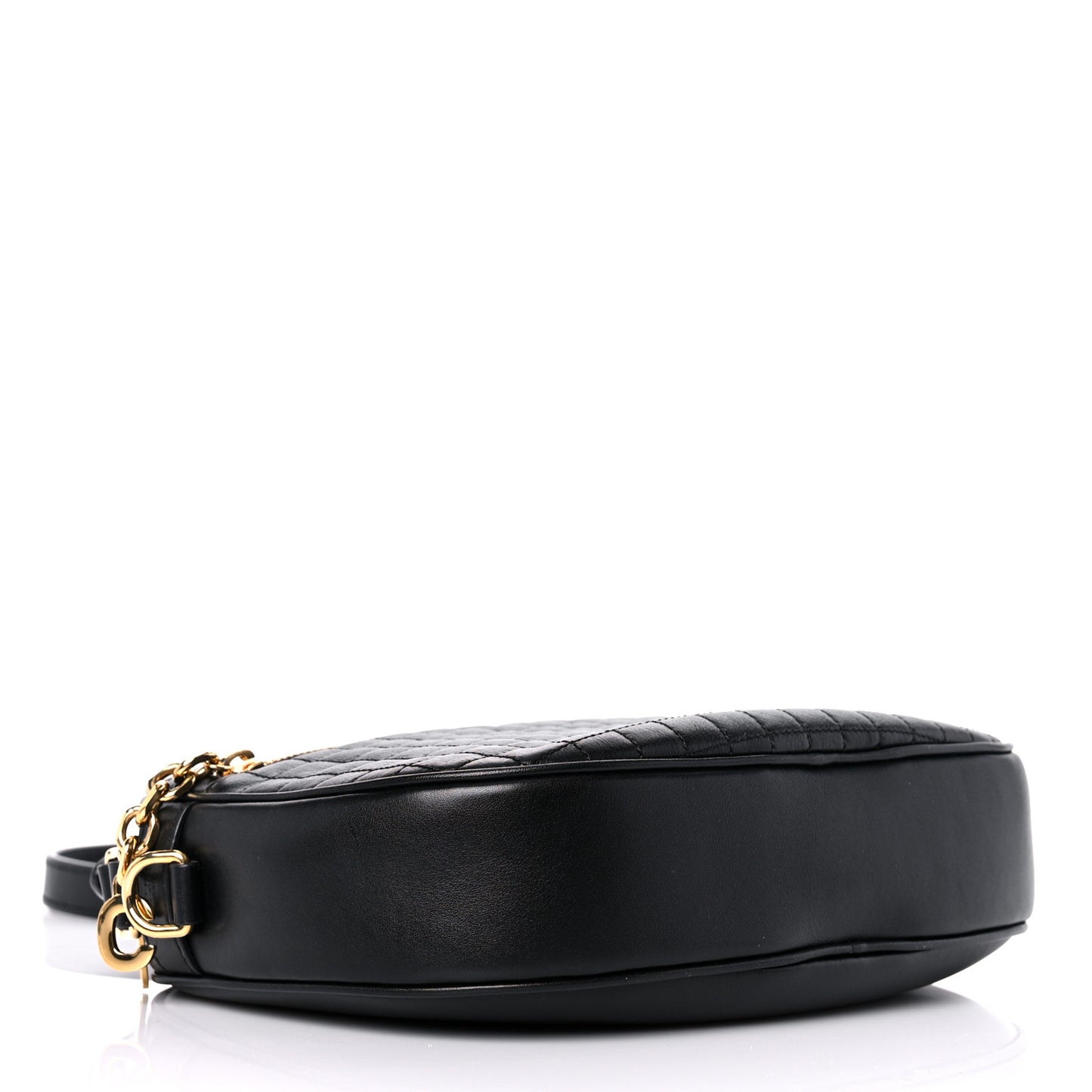 Calfskin Quilted Medium C Charm Bag Black