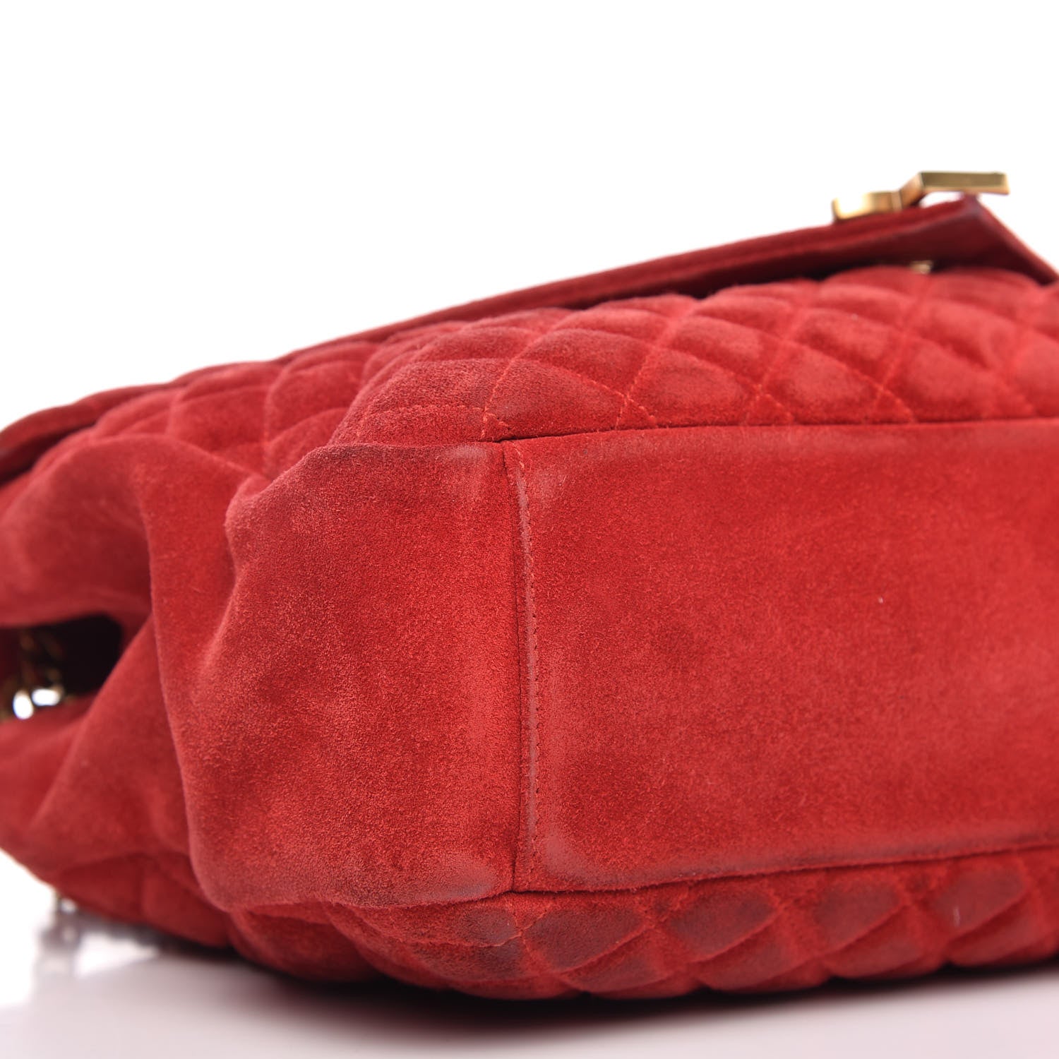 Saint Laurent Suede Mixed Matelasse Triquilt Large Monogram Envelope Satchel Red 6 of 10