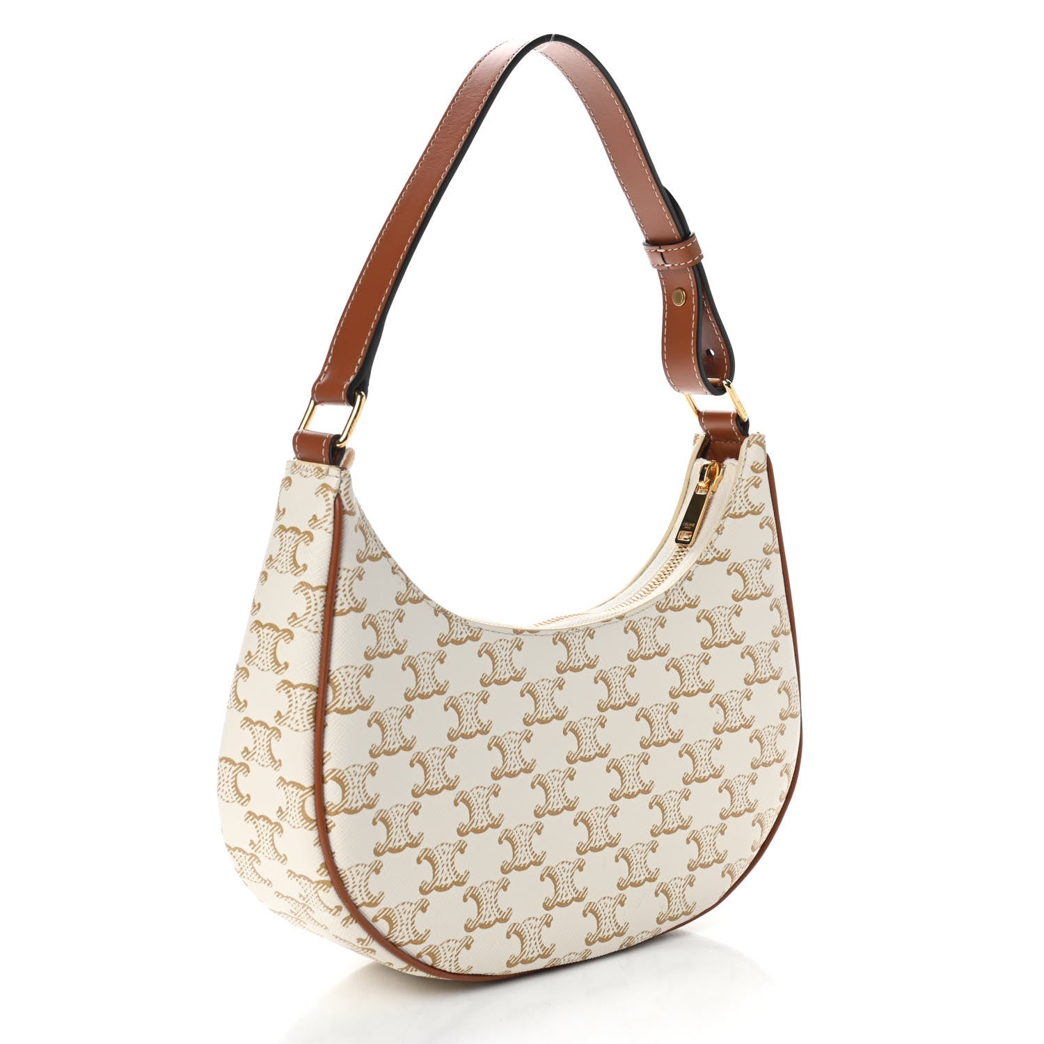 Celine Canvas Calfskin Ava Triomphe Shoulder Bag White 2 of 8