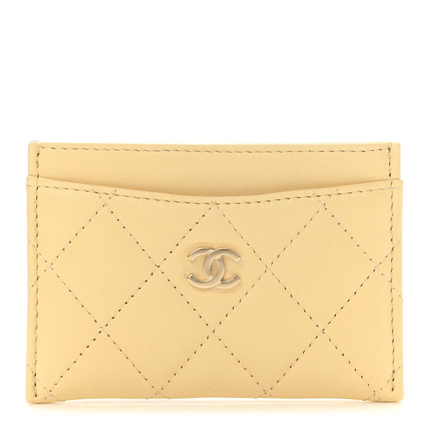 Chanel Lambskin Quilted Card Holder Yellow 1 of 9